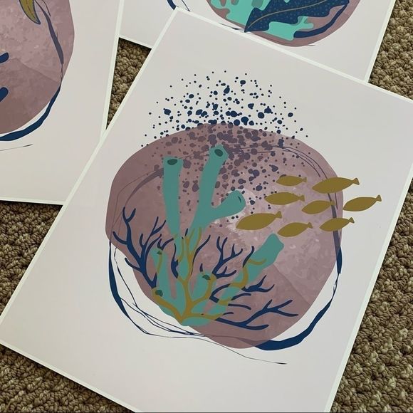 Modern minimalist sea creatures illustration art - Picture 11 of 13